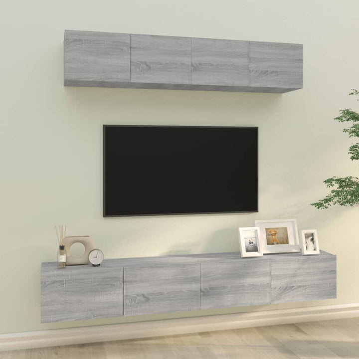 Set Dulap Tv, 4 Piese, , Lemn Prelucrat