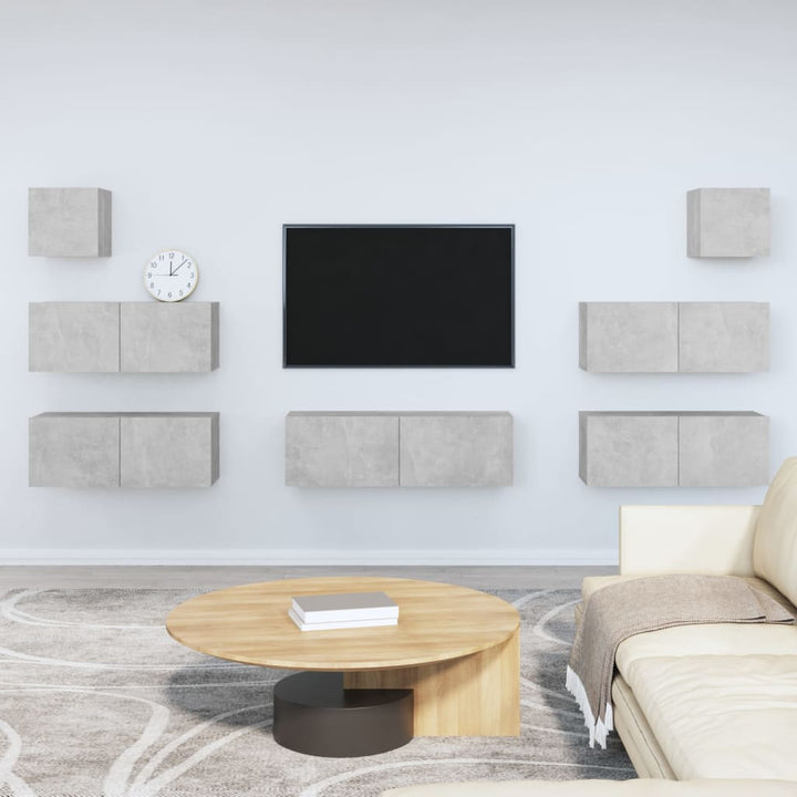 Set Comode Tv, 7 Piese, Stejar Maro, Lemn Compozit