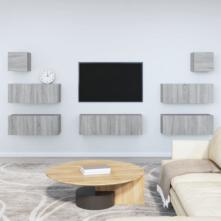 Set Comode Tv, 7 Piese, Stejar Maro, Lemn Compozit