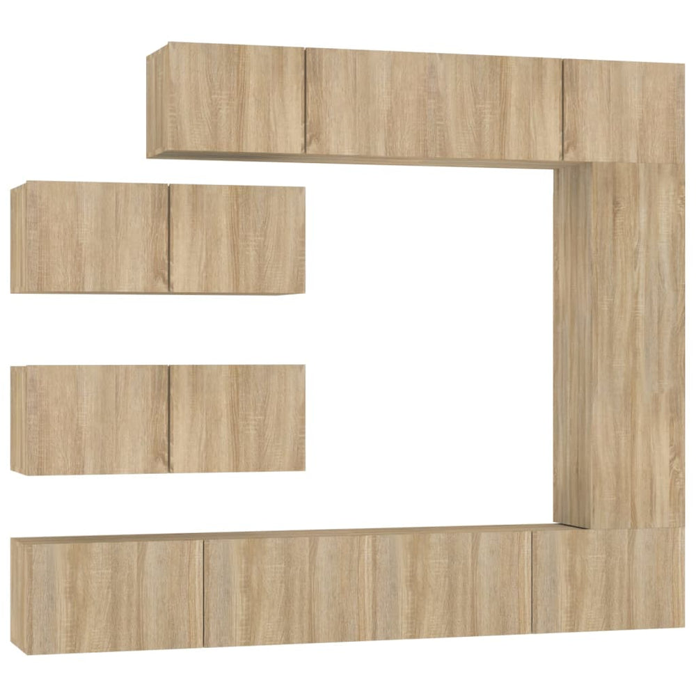 Set Dulapuri Tv, 7 Piese, Stejar Sonoma, Lemn Prelucrat