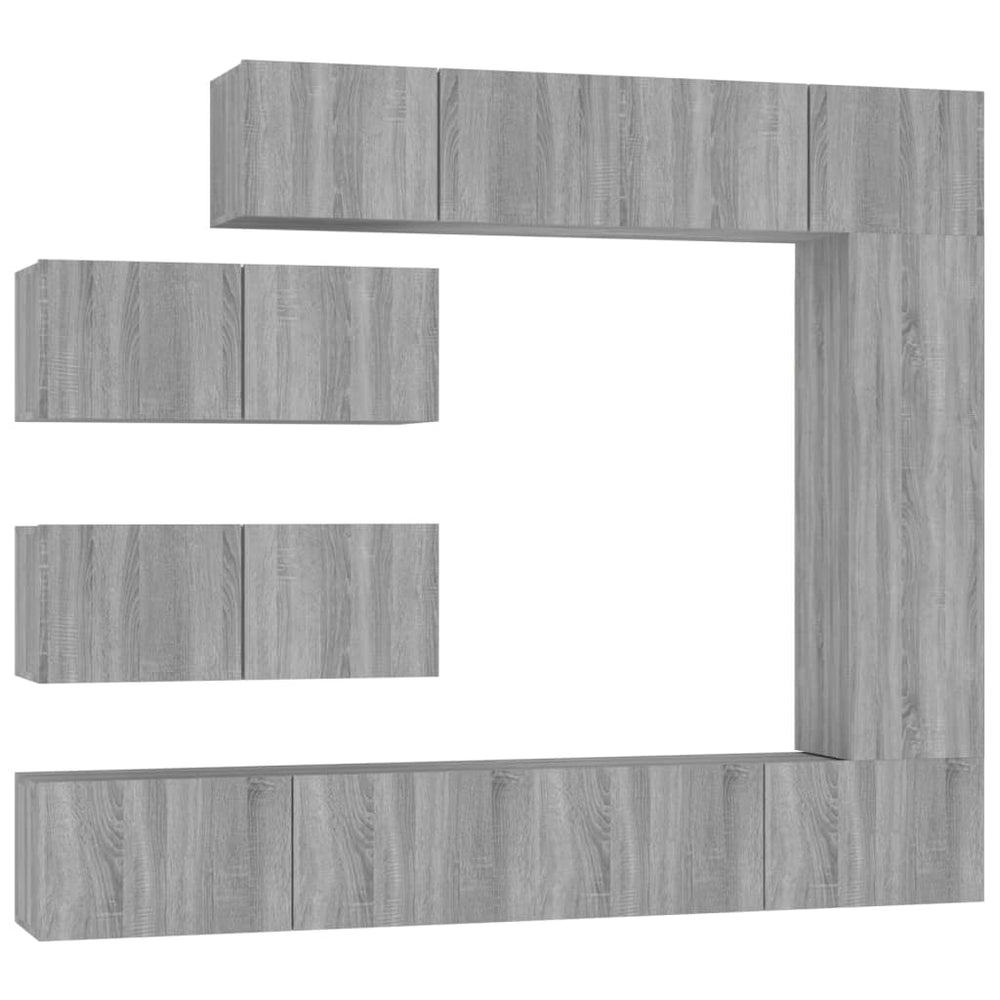 Set Comode Tv, 7 Piese, Gri Sonoma, Lemn Compozit