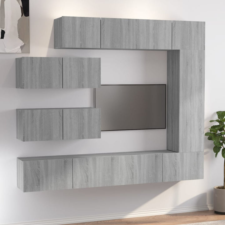 Set Comode Tv, 7 Piese, Gri Sonoma, Lemn Compozit