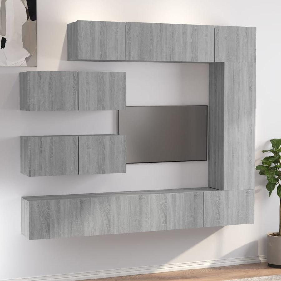 Set Comode Tv, 7 Piese, Gri Sonoma, Lemn Compozit