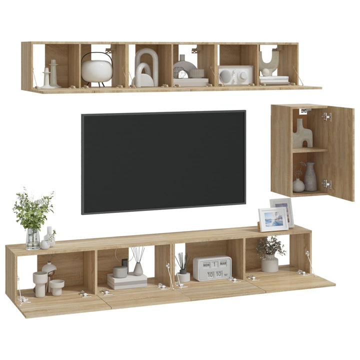 Set Dulap Tv, 6 Piese, , Lemn Prelucrat