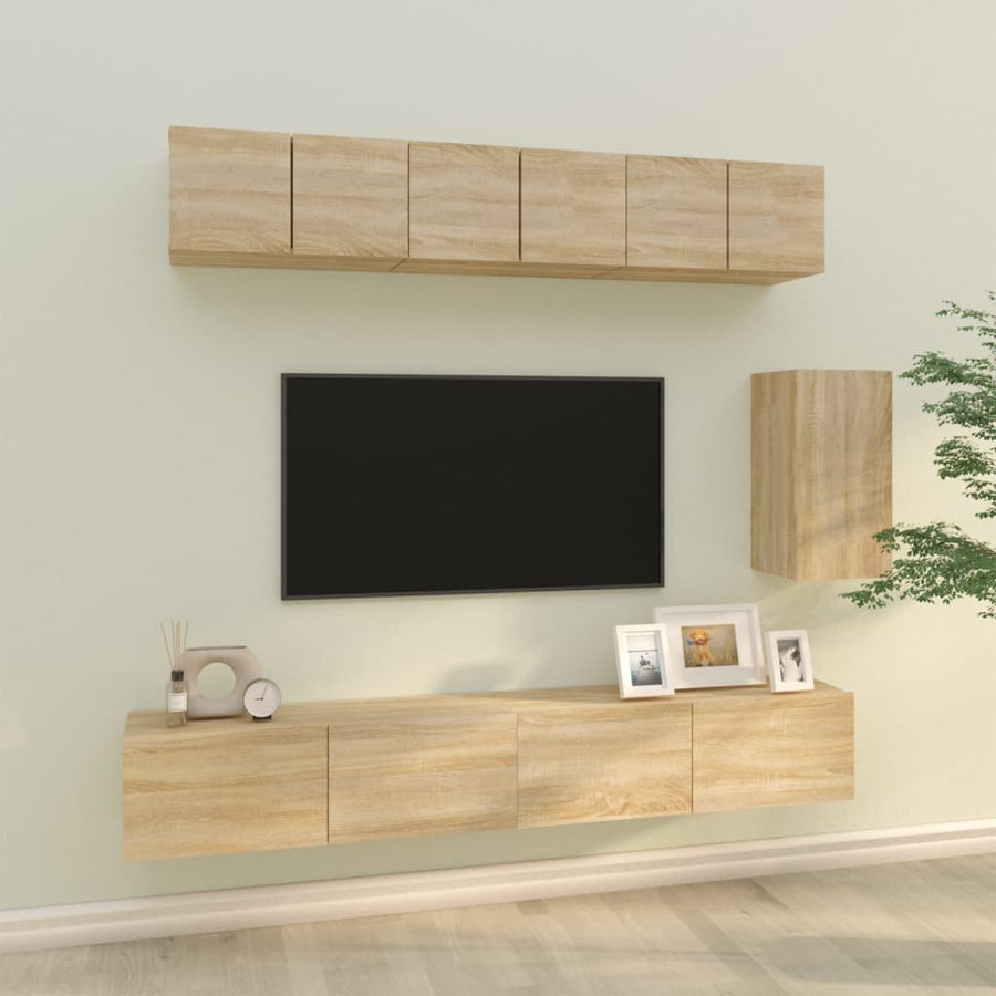 Set Dulap Tv, 6 Piese, , Lemn Prelucrat