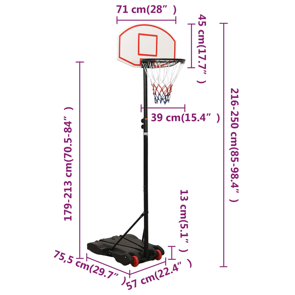 Suport Cu Coș De Baschet, , 216-250 Cm, Polietilenă