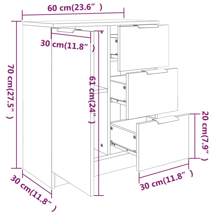 Servante, 2 Buc., , 60X30X70 Cm, Lemn Prelucrat
