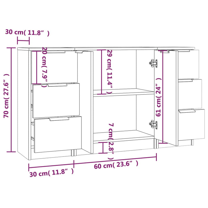 Servante, 3 Piese, , Lemn Prelucrat