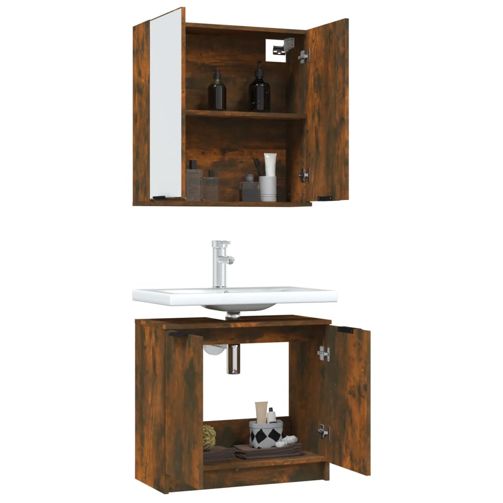 Set Dulapuri De Baie, 2 Piese, , Lemn Prelucrat