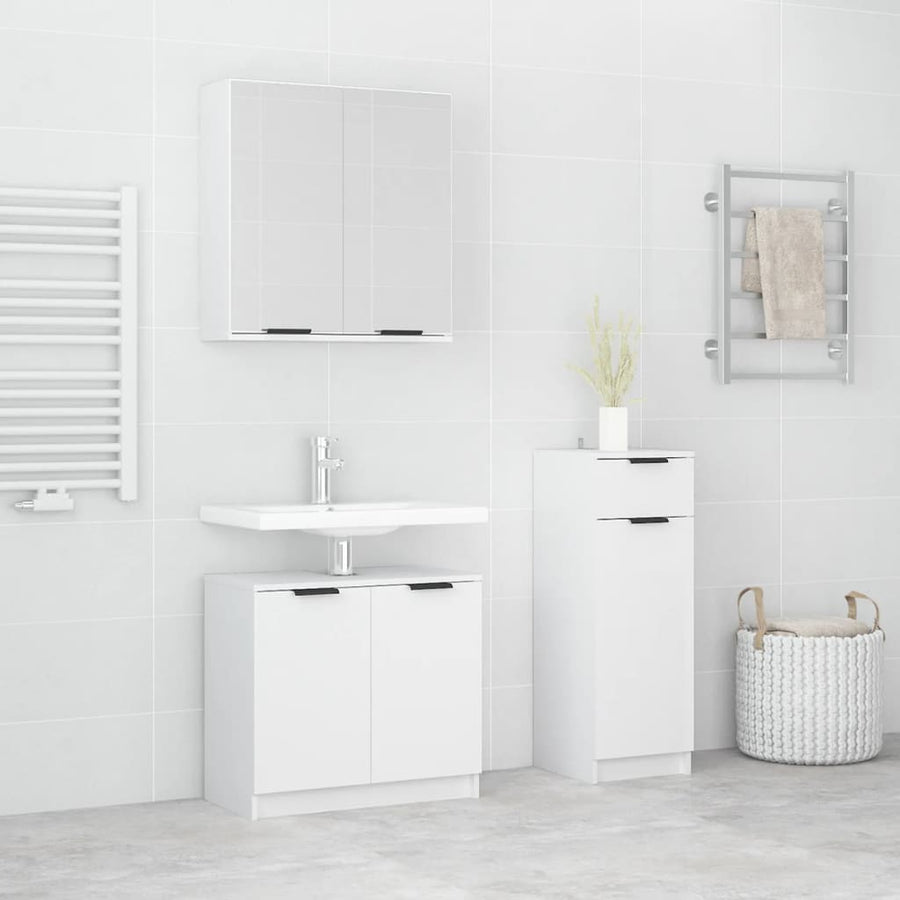 Set Dulapuri De Baie, 3 Piese, , Lemn Prelucrat
