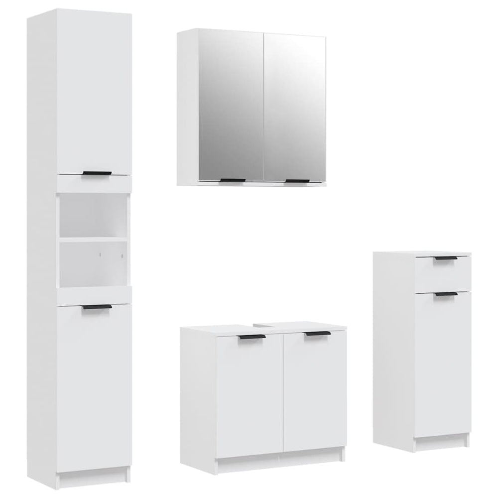 Set Dulapuri De Baie, 4 Piese, , Lemn Prelucrat