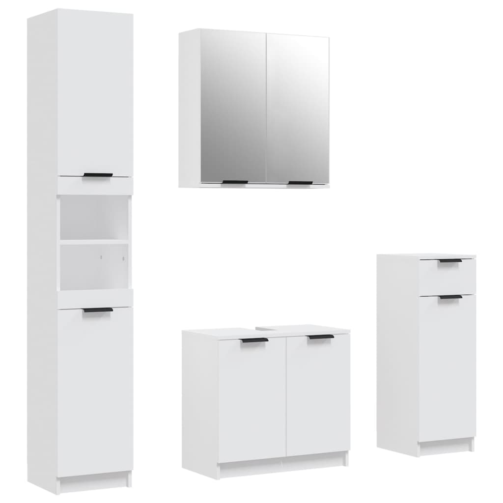 Set Dulapuri De Baie, 4 Piese, , Lemn Prelucrat