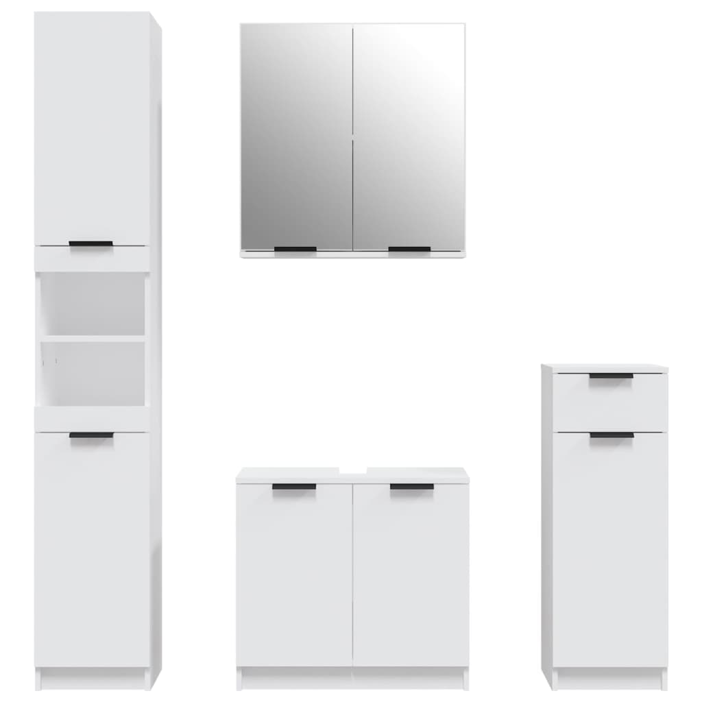 Set Dulapuri De Baie, 4 Piese, , Lemn Prelucrat