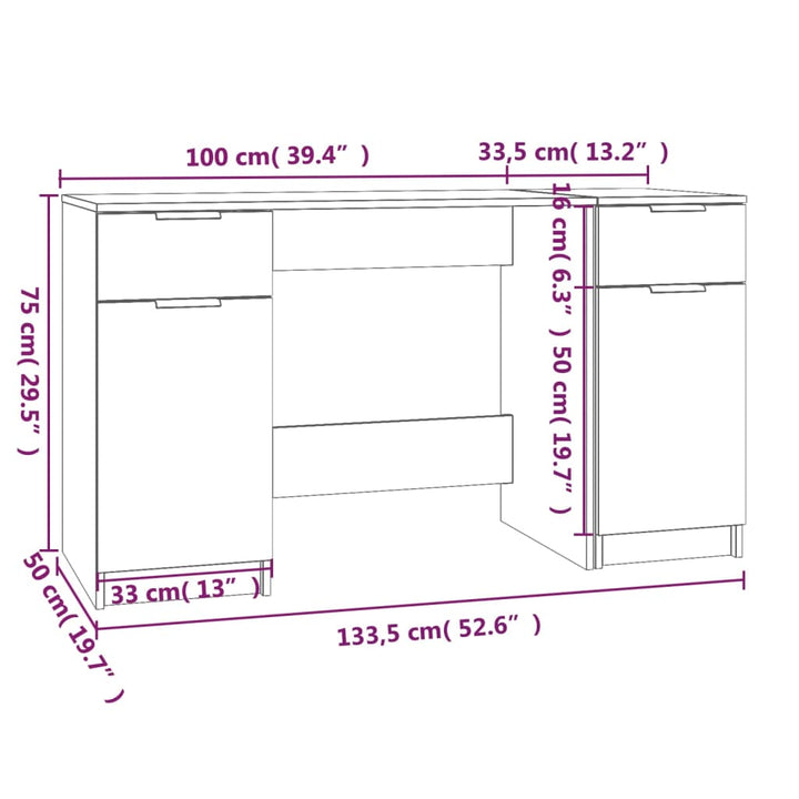 Birou Cu Dulap Lateral, , Lemn Prelucrat