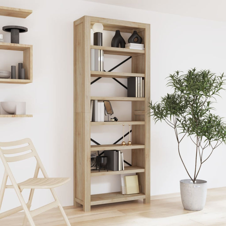 Bibliotecă Cu 5 Rafturi, 80X30X, Lemn Masiv De Acacia