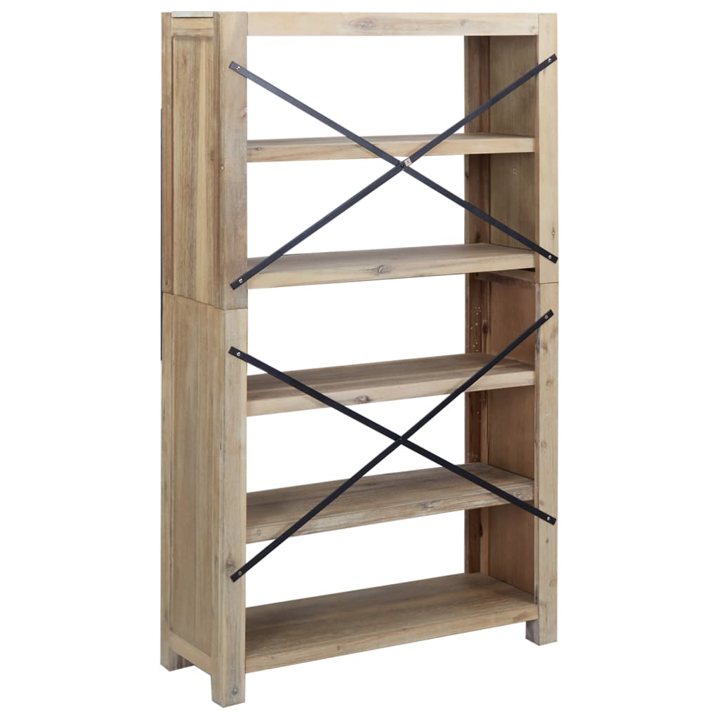 Bibliotecă Cu 5 Rafturi, 80X30X, Lemn Masiv De Acacia