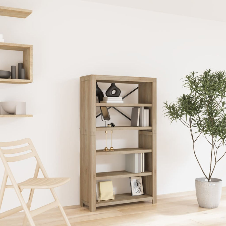 Bibliotecă Cu 5 Rafturi, 80X30X, Lemn Masiv De Acacia