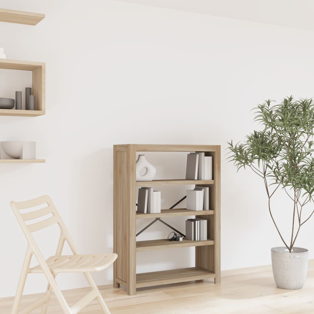 Bibliotecă Cu 5 Rafturi, 80X30X, Lemn Masiv De Acacia