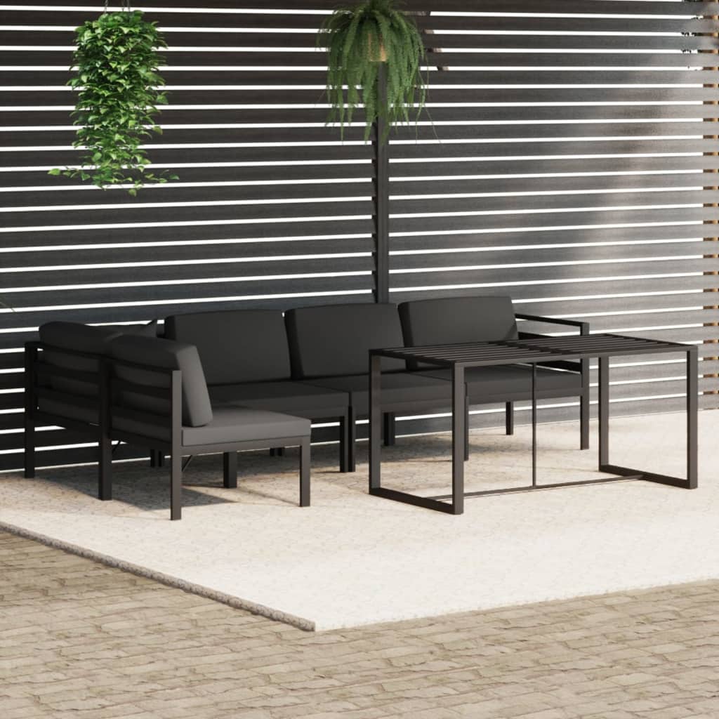 Set Mobilier De Grădină Cu Perne, 6 Piese, Antracit, Aluminiu