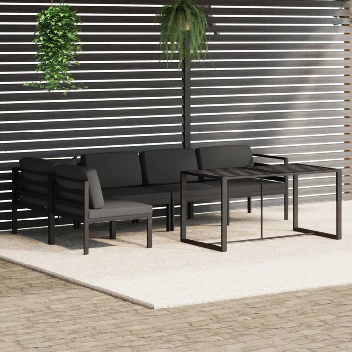 Set Mobilier De Grădină Cu Perne, 6 Piese, Antracit, Aluminiu