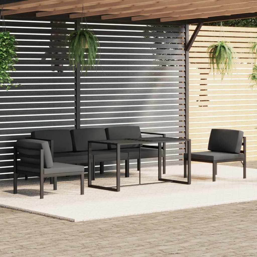 Set Mobilier De Grădină Cu Perne, 6 Piese, Antracit, Aluminiu