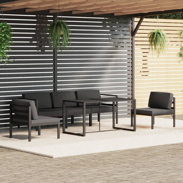 Set Mobilier De Grădină Cu Perne, 6 Piese, Antracit, Aluminiu