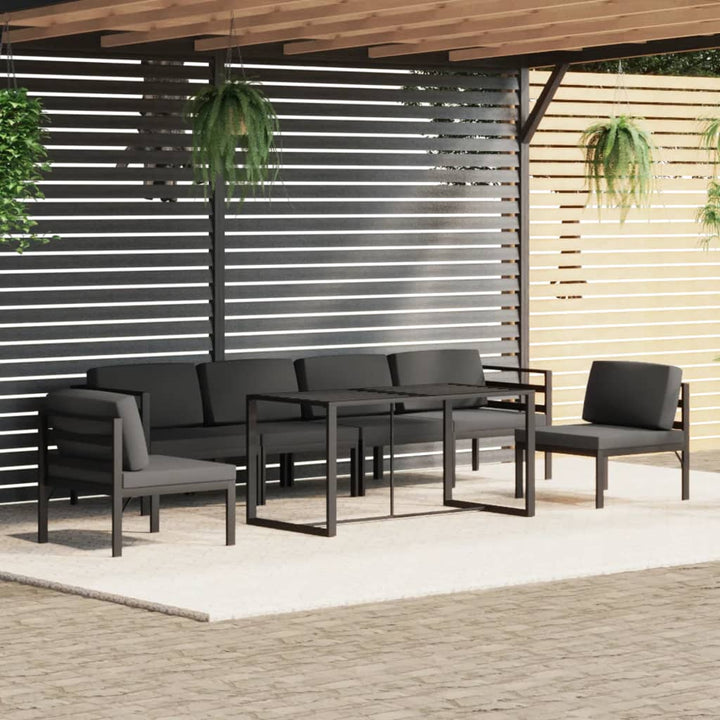Set Mobilier De Grădină Cu Perne, 6 Piese, Antracit, Aluminiu