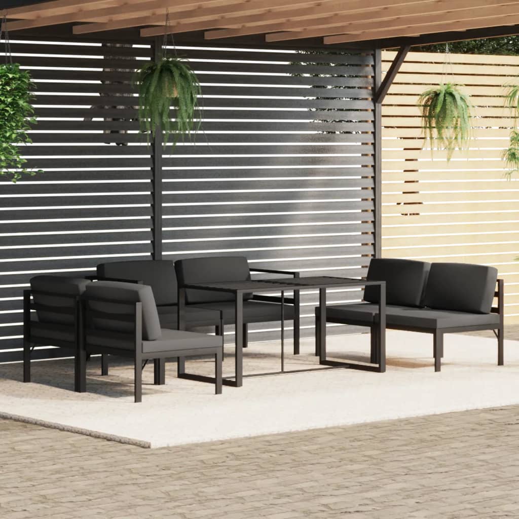 Set Mobilier De Grădină Cu Perne, 6 Piese, Antracit, Aluminiu