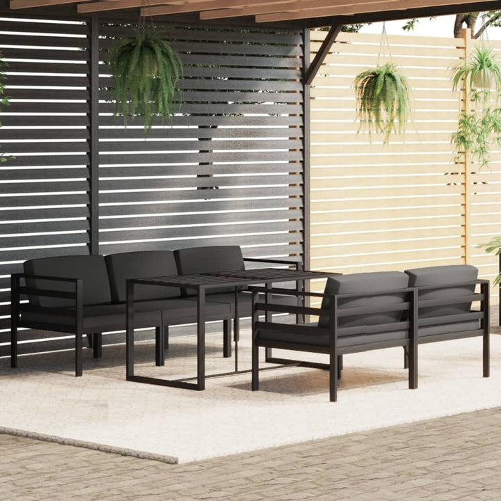 Set Mobilier De Grădină Cu Perne, 6 Piese, Antracit, Aluminiu