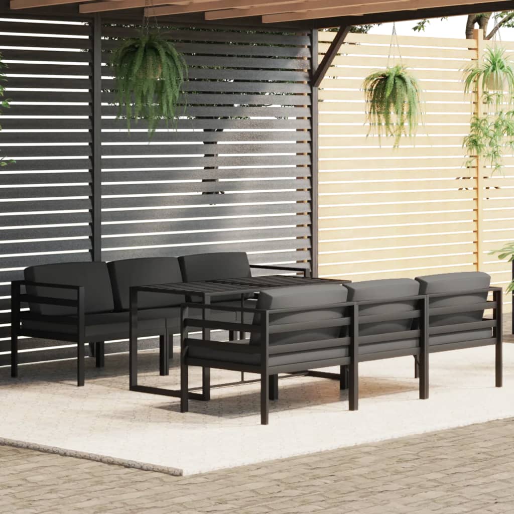 Set Mobilier De Grădină Cu Perne, 6 Piese, Antracit, Aluminiu