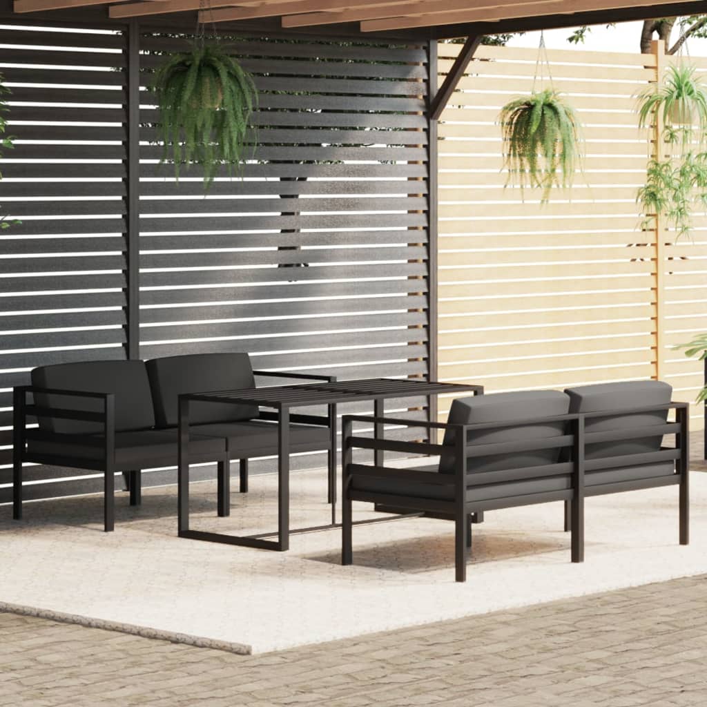 Set Mobilier De Grădină Cu Perne, 6 Piese, Antracit, Aluminiu