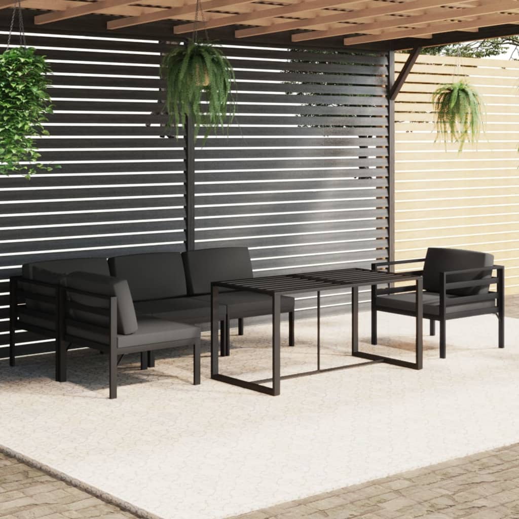 Set Mobilier De Grădină Cu Perne, 6 Piese, Antracit, Aluminiu