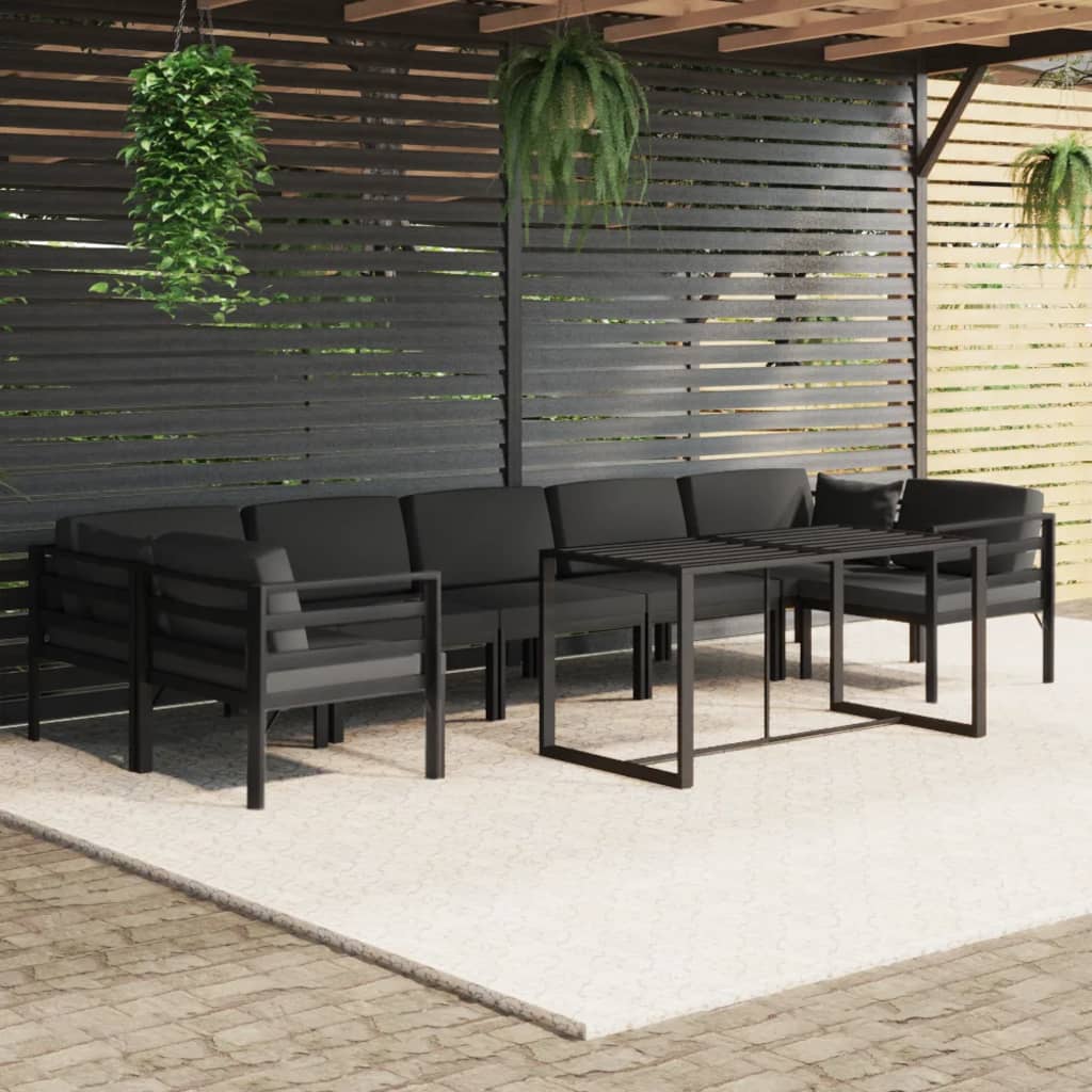 Set Mobilier De Grădină Cu Perne, 6 Piese, Antracit, Aluminiu