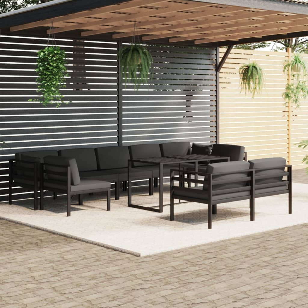 Set Mobilier De Grădină Cu Perne, 6 Piese, Antracit, Aluminiu