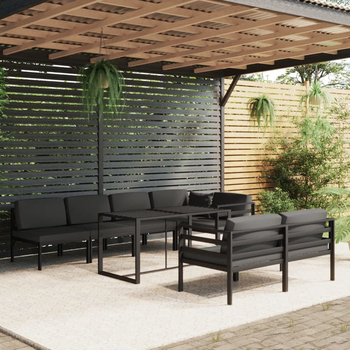 Set Mobilier De Grădină Cu Perne, 6 Piese, Antracit, Aluminiu