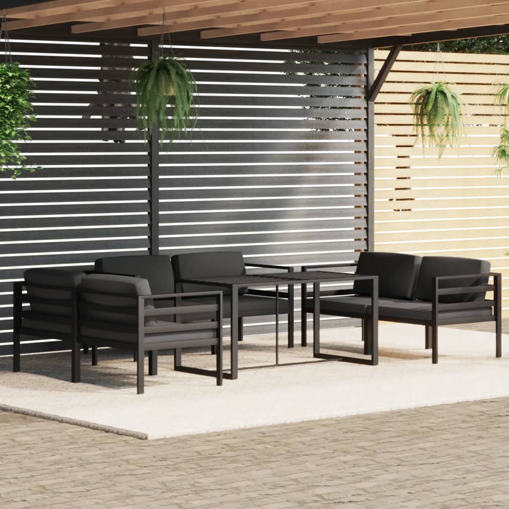 Set Mobilier De Grădină Cu Perne, 6 Piese, Antracit, Aluminiu