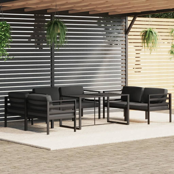 Set Mobilier De Grădină Cu Perne, 6 Piese, Antracit, Aluminiu