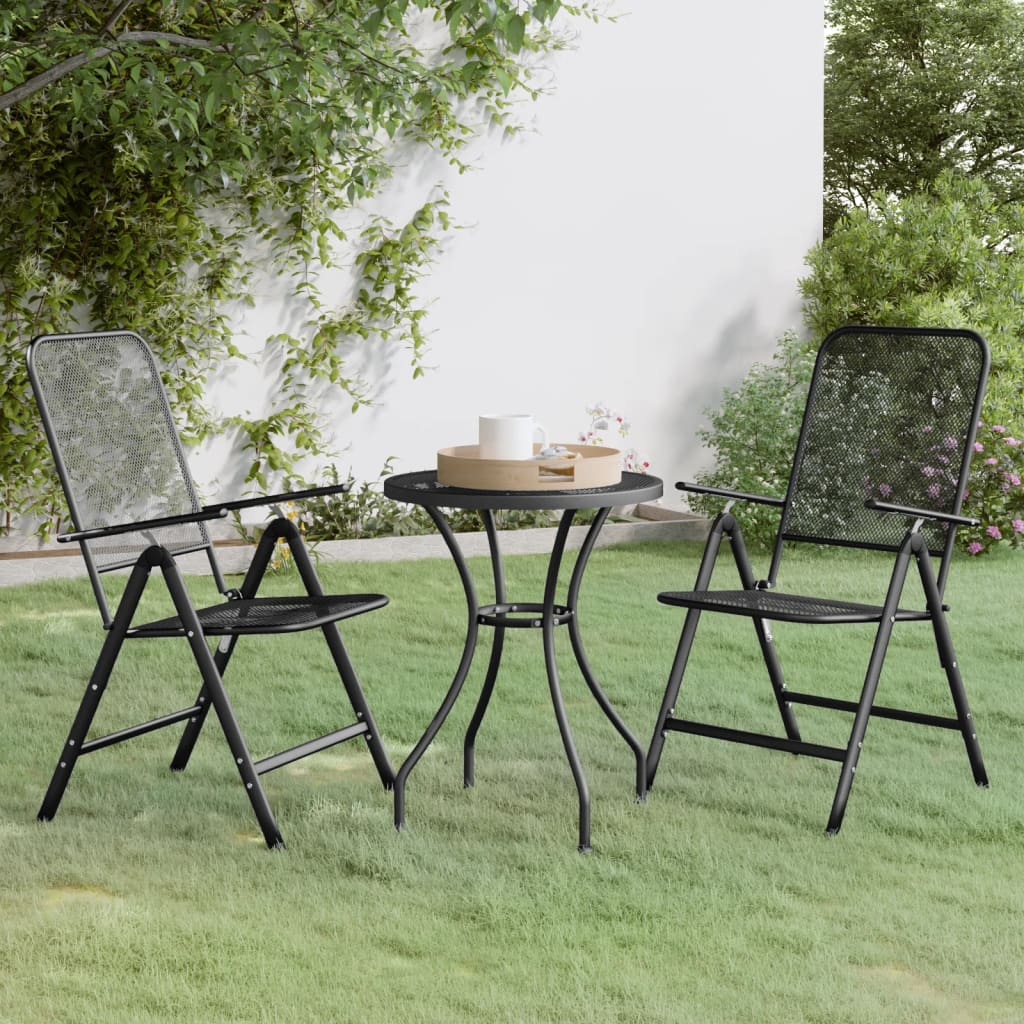 Set Mobilier Grădină 3 Piese Antracit Plasă Metalică Expandată