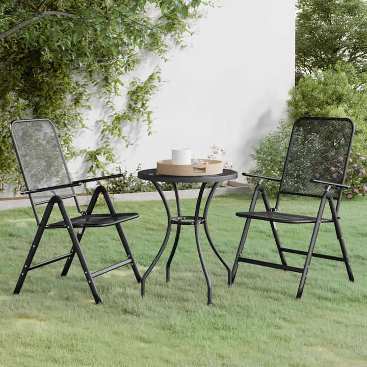 Set Mobilier Grădină 3 Piese Antracit Plasă Metalică Expandată