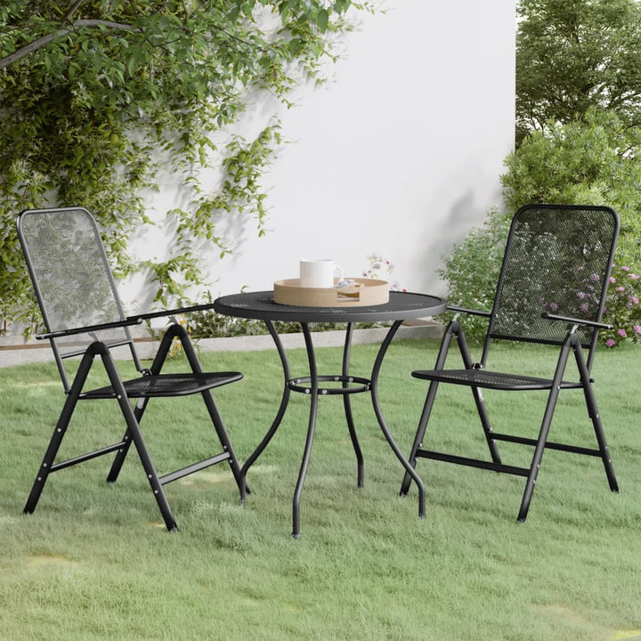 Set Mobilier Grădină 3 Piese Antracit Plasă Metalică Expandată