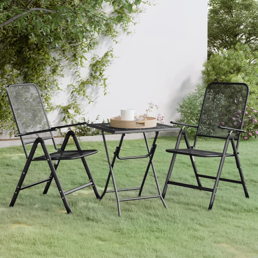 Set Mobilier Grădină 3 Piese Antracit Plasă Metalică Expandată