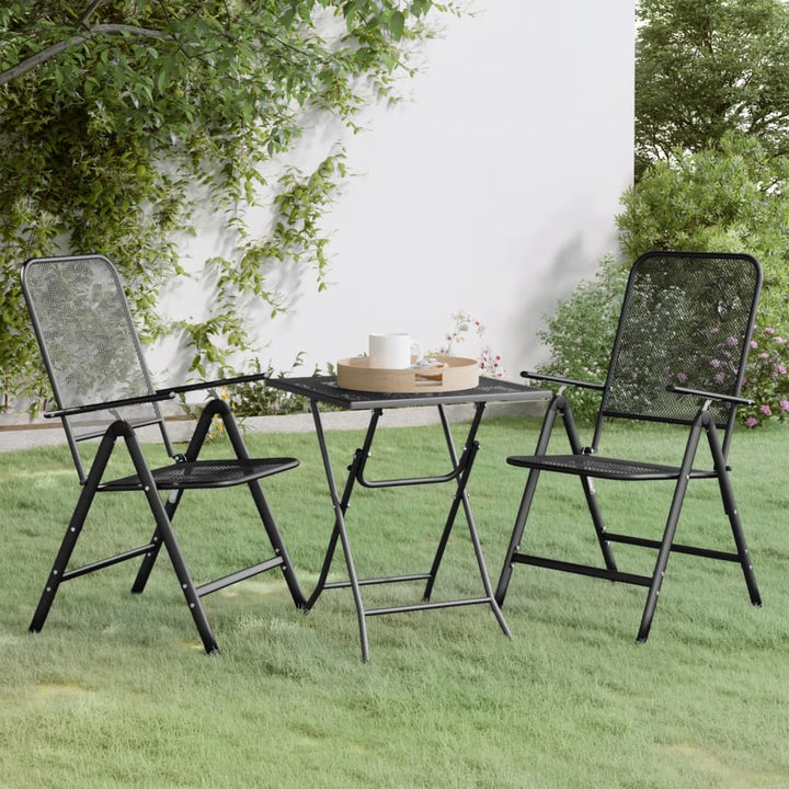 Set Mobilier Grădină 3 Piese Antracit Plasă Metalică Expandată