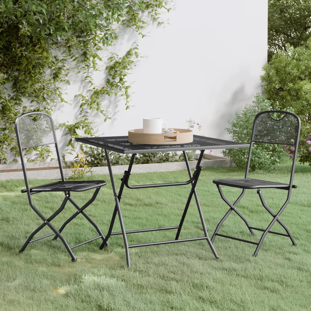 Set Mobilier Grădină, 5 Piese, Antracit, Plasă Metalică Extinsă
