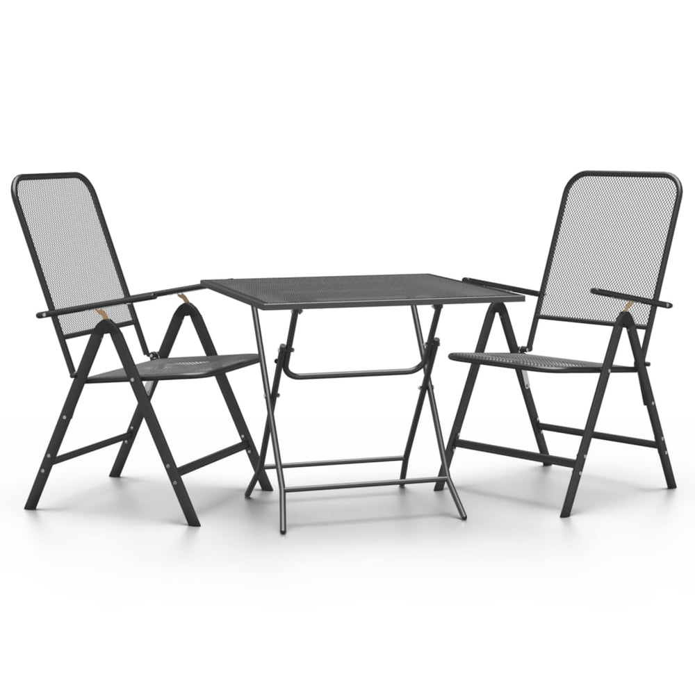 Set Mobilier Grădină 3 Piese Antracit Plasă Metalică Expandată