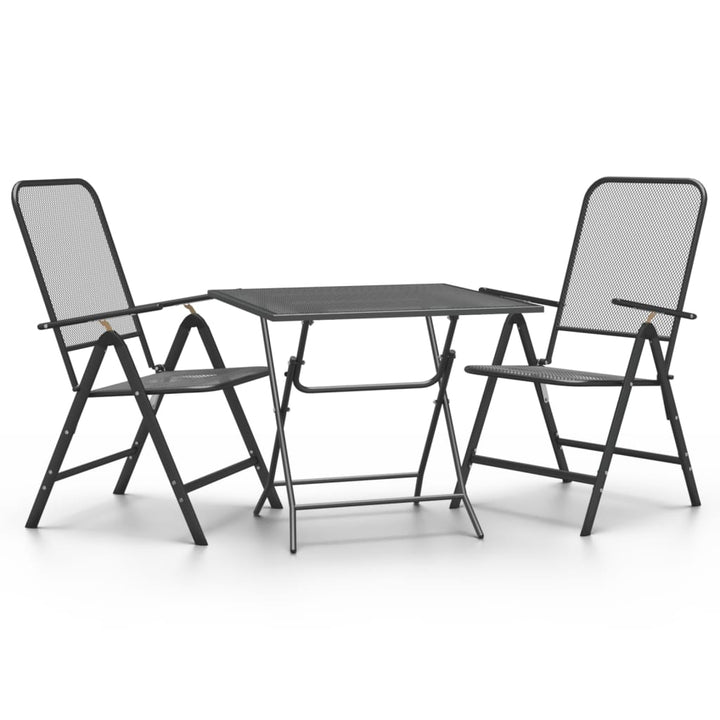 Set Mobilier Grădină 3 Piese Antracit Plasă Metalică Expandată