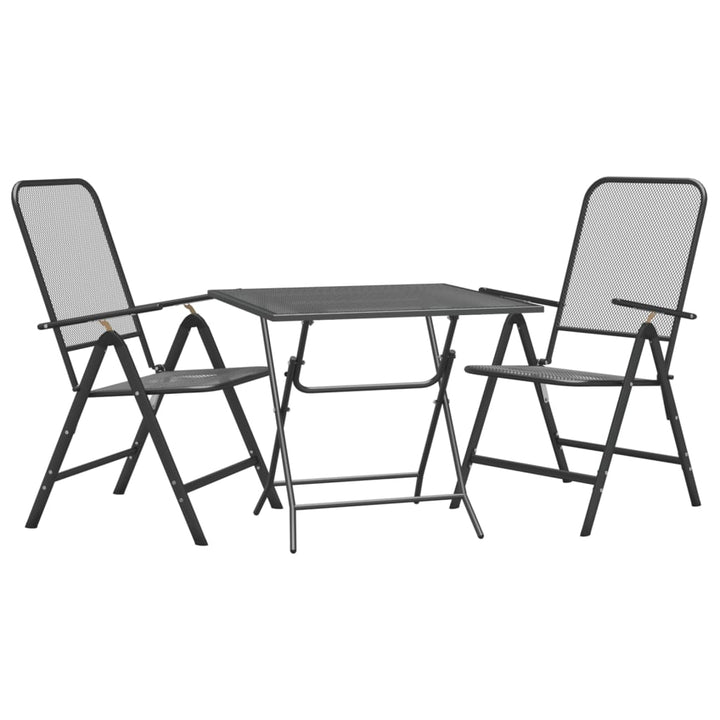 Set Mobilier Grădină 3 Piese Antracit Plasă Metalică Expandată