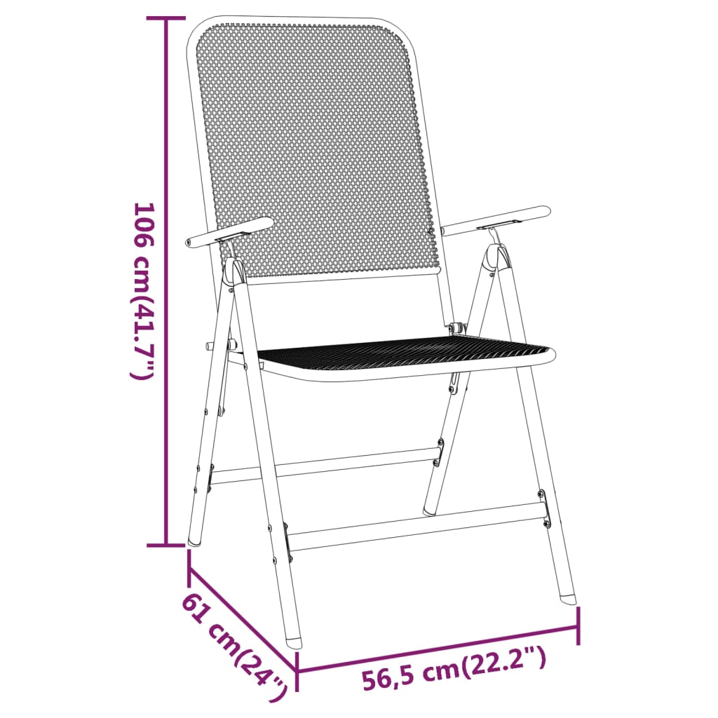Set Mobilier Grădină 3 Piese Antracit Plasă Metalică Expandată