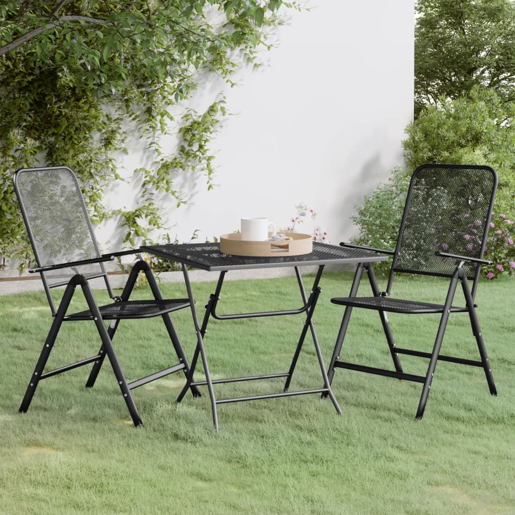 Set Mobilier Grădină 3 Piese Antracit Plasă Metalică Expandată