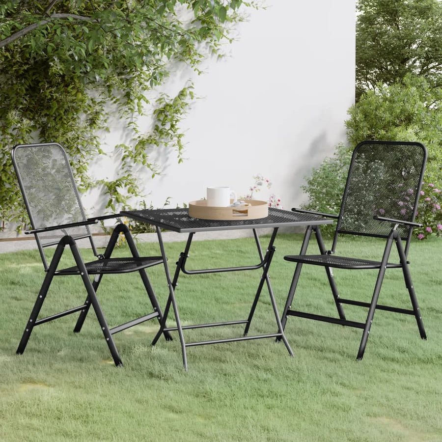 Set Mobilier Grădină 3 Piese Antracit Plasă Metalică Expandată