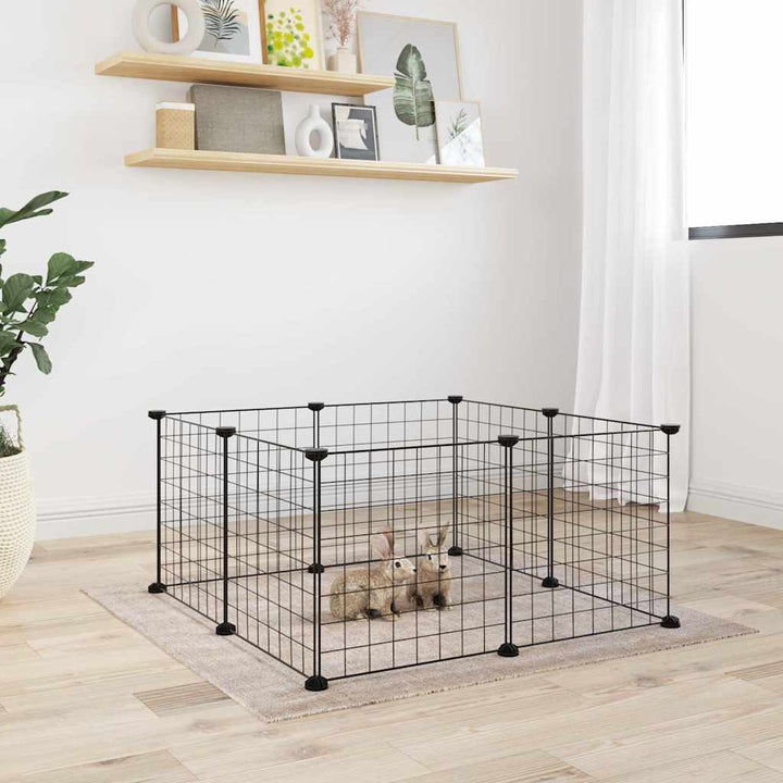 Cușcă Animale De Companie Cu Ușă 36 Panouri Negru 35X35 Cm Oțel